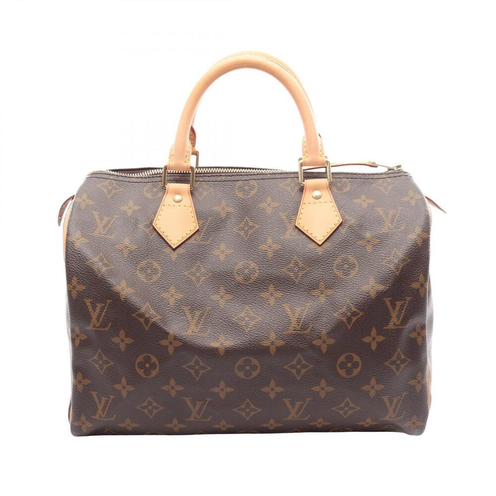 Louis Vuitton Speedy Monogram Top Handle Bag Canvas Leather Brown
